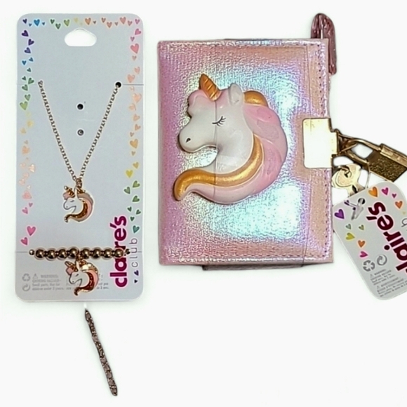 Girl's Mini Unicorn Lockable Diary & Pen W/ Matching Jewelry Set! 🩷 - Picture 1 of 16